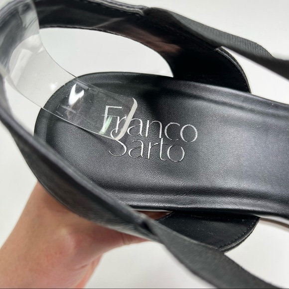 Franco Sarto Y2K 90s Black Velvet Modern Chunky White Platform Strappy Sandals - Picture 5 of 15